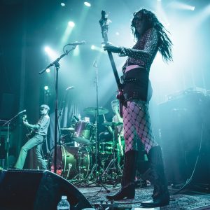 Photo of Pink Fuzz performing at the Gothic Theatre on August 19, 2025